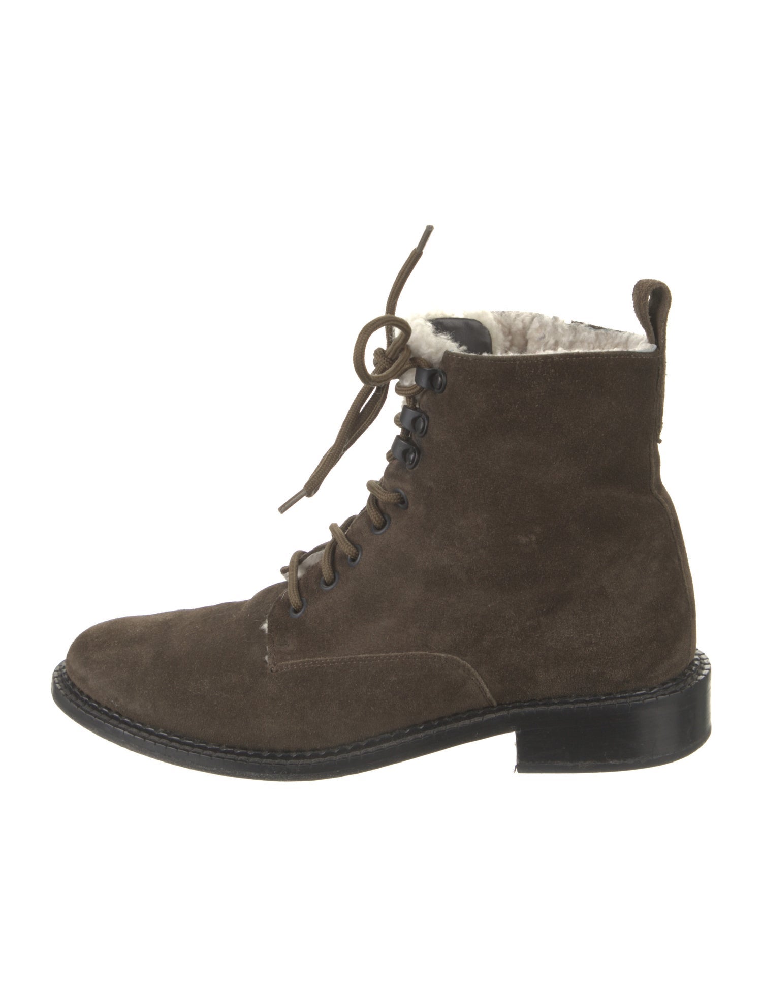Vince Suede Fur Trim Combat Boots